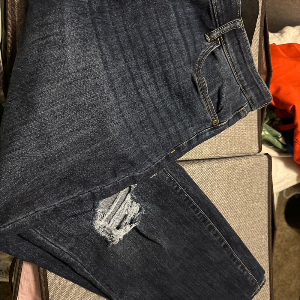 Women's Distressed Dark Blue Jeans